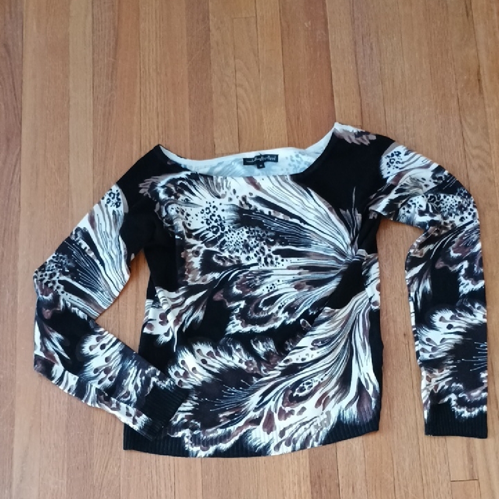 Pierri New York Cream and Brown Patterned Top